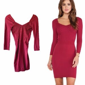 INTIMATELY By FREE PEOPLE Cross Over Slip Fitted Bodycon Dress Crimson Red XS/S